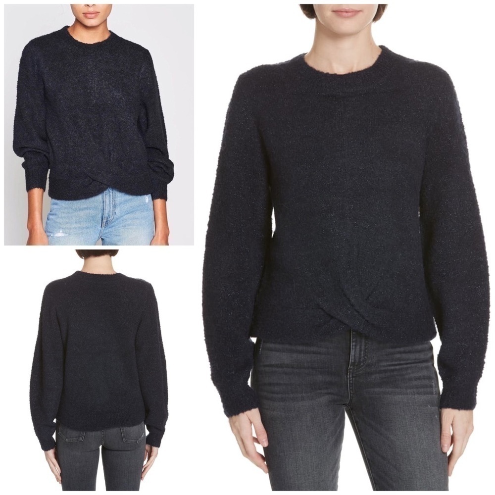 Joie Stavan Metallic Twist Knot Crewneck Sweater​​​​​​​